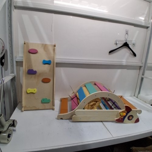 WOODEN CHILDREN'S CLIMBING PLAYSET - 69.3" X 16.5" X 28" - MULTICOLOUR image 2