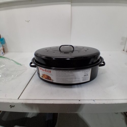STARFRIT OVAL ENAMELED CARBON STEEL OVEN ROASTER PAN - 10QT - BLACK image 2