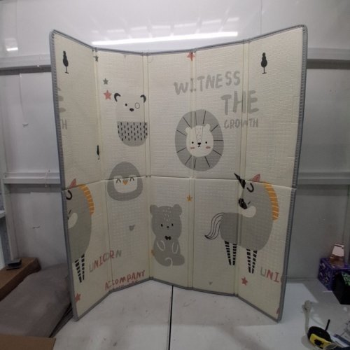 FOLDABLE BABY PLAYPEN WITH WATERPROOF MAT - 47" X 47" - GREY/WHITE/BEIGE image 5