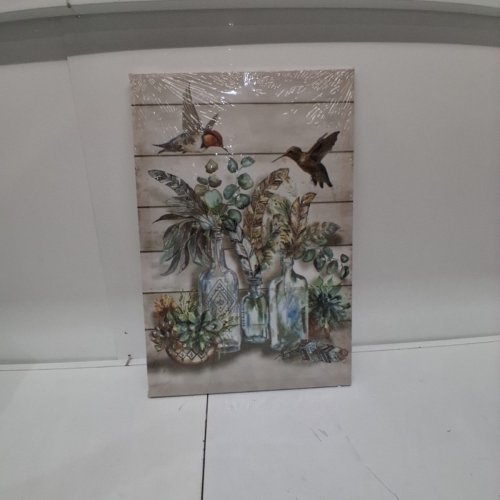 MODERN BOTANICAL HUMMINGBIRD WALL ART PRINT - 16" X 24" - MULTICOLOUR image 2