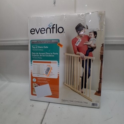 EVENFLO WALK-THRU TOP OF STAIRS EXTRA WIDE BABY & PET GATE - 32" X 30" - 48" - NATURAL WOOD BROWN (MODEL: 1050500 1050) image 3