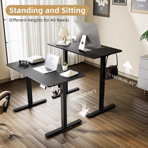 ELECTRIC ADJUSTABLE HEIGHT STANDING DESK - 48.8" X 25" - BLACK (MODEL: S35) image 3