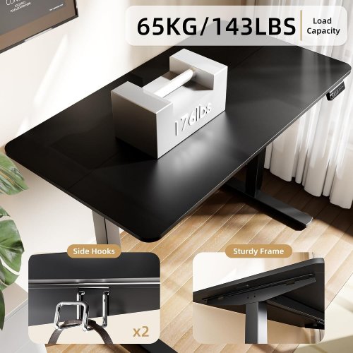 ELECTRIC ADJUSTABLE HEIGHT STANDING DESK - 48.8" X 25" - BLACK (MODEL: S35) image 5