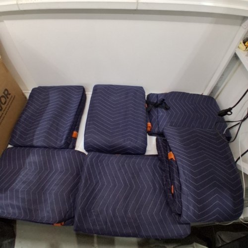 6PK VEVOR MOVING BLANKETS - 80" X 72" - NON-WOVEN & RECYCLED COTTON PACKING BLANKET - BLUE/ORANGE (MODEL: DCBYT80X72IN5J3EWV0) image 2