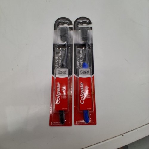 2PK COLGATE SLIM SOFT COMPACT HEAD TOOTHBRUSH - ULTRA SOFT- BLACK / BLUE image 2