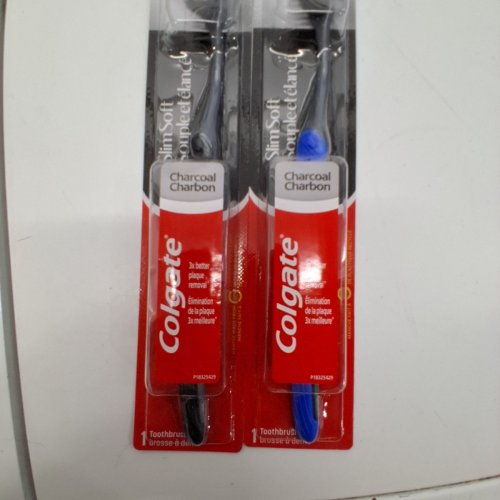 2PK COLGATE SLIM SOFT COMPACT HEAD TOOTHBRUSH - ULTRA SOFT- BLACK / BLUE image 3