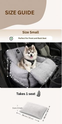 JACKO AND CO PREMIUM DOG CAR SEAT AND BED - UP TO 25 LBS - SMALL - BEIGE (MODEL: V2) image 2
