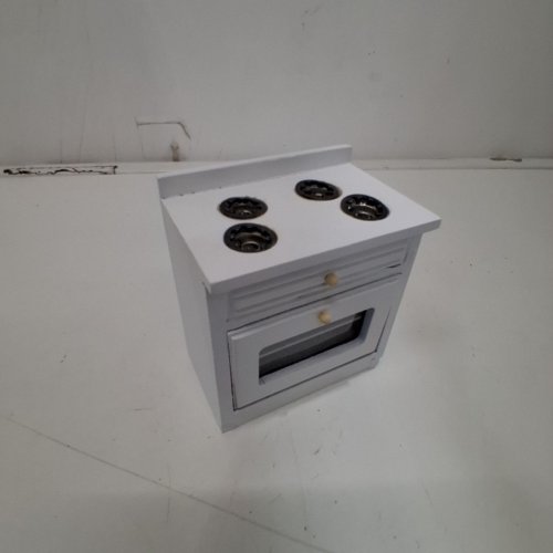 MINIATURE DOLLHOUSE KITCHEN STOVE WITH 4 HEARTHS - 3.45" X 2.95" X 2" - 1/12 SCALE - WHITE image 3