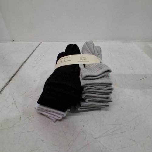 10PR BOY'S CREW SOCKS - 3-9 - BLACK\WHITE\GREY image 2