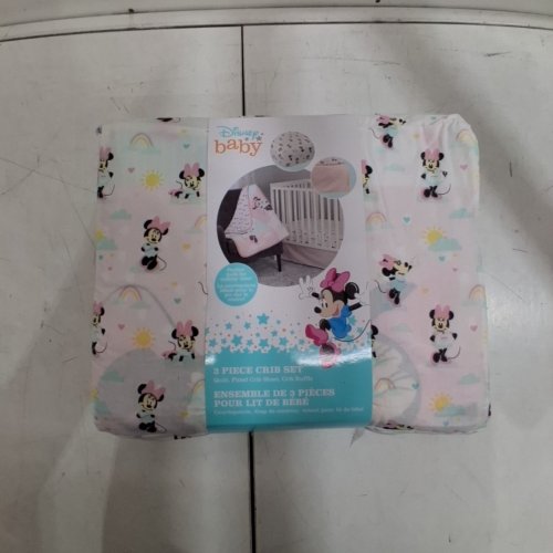 3PC DISNEY MINNIE MOUSE BABY BEDDING SET - CRIB SIZE - PINK image 3