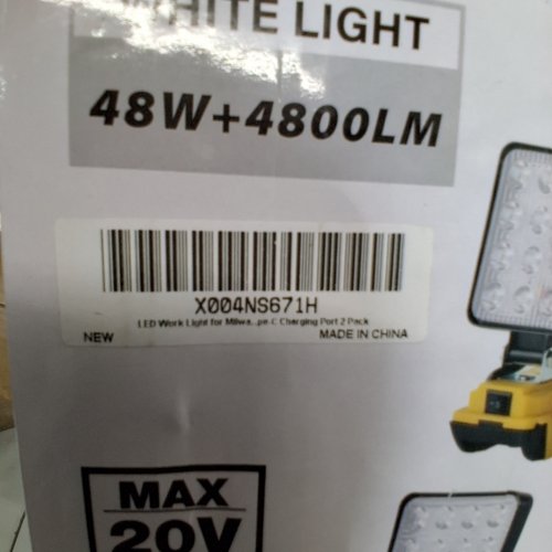 2PC CORDLESS LED WORK LIGHTS - 48W + 4800 LM; MAX 20 V - RED AND BLACK (ITEM: X004NS671H) image 2