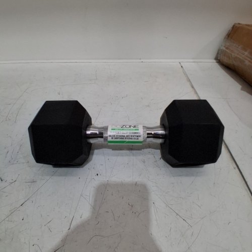 GOZONE RUBBER-COATED HEX DUMBBELL - 15LBS - BLACK/CHROME image 2