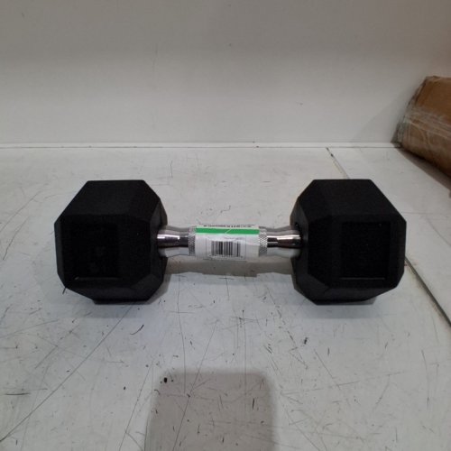 GOZONE RUBBER-COATED HEX DUMBBELL - 15LBS - BLACK/CHROME image 4