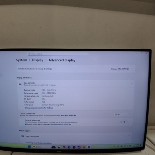 DELL 27 PLUS QHD USB-C MONITOR WITH BUILT IN SPEAKERS - 16:9 RATIO - 120HZ REFRESH RATE - 27" SCREEN - ASH WHITE (MODEL: S2725QCB) image 2
