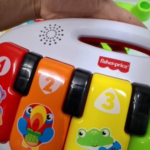 FISHER-PRICE DELUXE KICK & PLAY PIANO GYM AND MARACAS - GREEN - (MODEL: HWD40) image 5