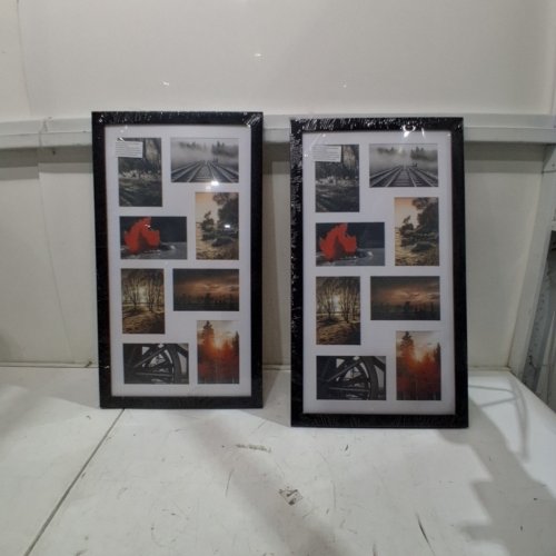 2PK PHOTO PUZZLE STYLE DISPLAY COLLAGE PICTURE FRAMES SET - 14" X 24" - BLACK image 2