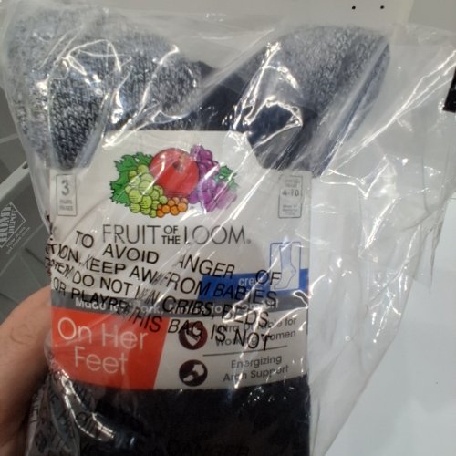 2(3PR) WOMEN'S FRUIT OF THE LOOM ON HER FEET CREW SOCKS - SHOE SIZE 4-10 - GRAY / BLACK image 3