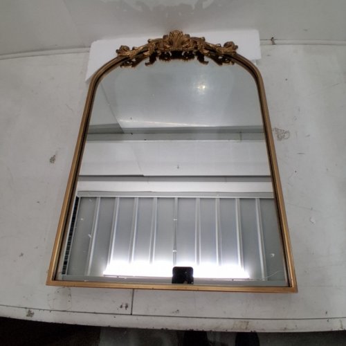 HQIJUN TRADITIONAL VINTAGE WALL MIRROR - 27" X 19" - GOLD/BRASS (MODEL: XD-002) image 2