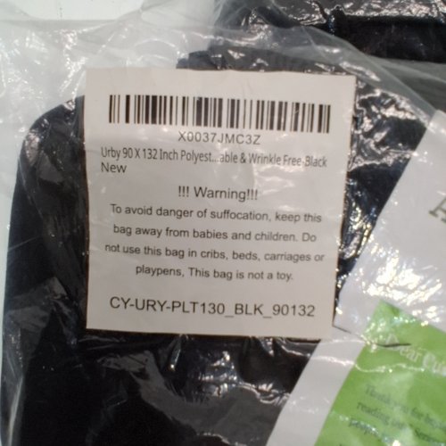 (3) URBY REUSABLE RECTANGULAR TABLE CLOTHES - 90" X 132" - BLACK image 2