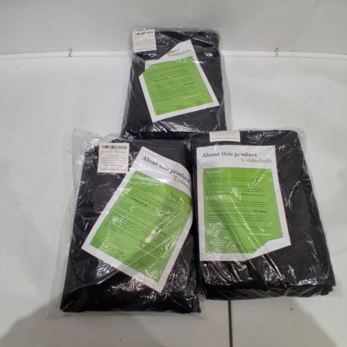 (3) URBY REUSABLE RECTANGULAR TABLE CLOTHES - 90" X 132" - BLACK image 3
