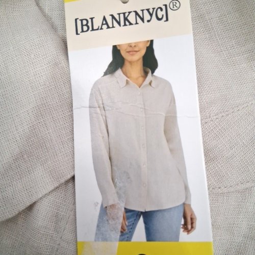 WOMEN'S BLANKNYC LINEN BLEND BUTTON UP SHIRT - SMALL - CREAM BEIGE (STYLE: 1959114) image 2