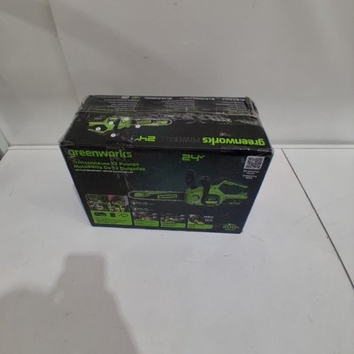 GREENWORKS BRUSHLESS CHAINSAW WITH BATTERY AND CHARGER - 24V - 12" - GREEN (MODEL: CS24L00) image 8