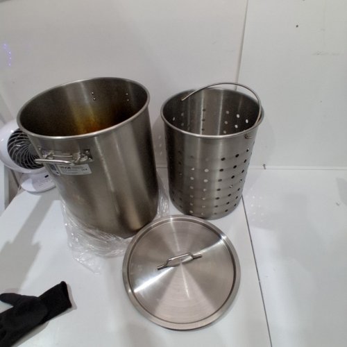 VEVOR STAINLESS STEEL COMMERCIAL STOCKPOT WITH STRAINER - 36QT - SILVER- (MODEL: SP36QT324206S) image 2
