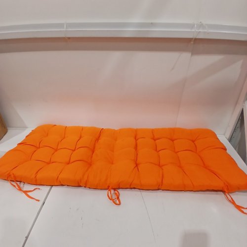 GARDEN BENCH CUSHION WITH FIXING TIES - 17" X 44" - ORANGE image 2