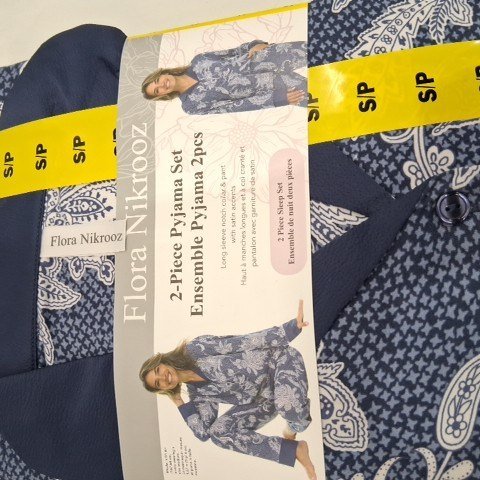 2PC WOMEN'S FLORA NIKROOZ LONG SLEEVE PAJAMA SET - SMALL - BLUE (STYLE: 1969563) image 2