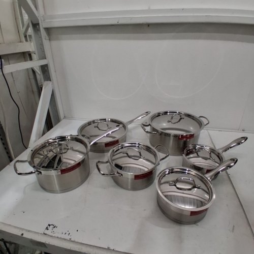 12PC LAGOSTINA MODERNA COOKWARE SET - VARIOUS SIZES - SILVER (MODEL:‎ 9100050358) image 2
