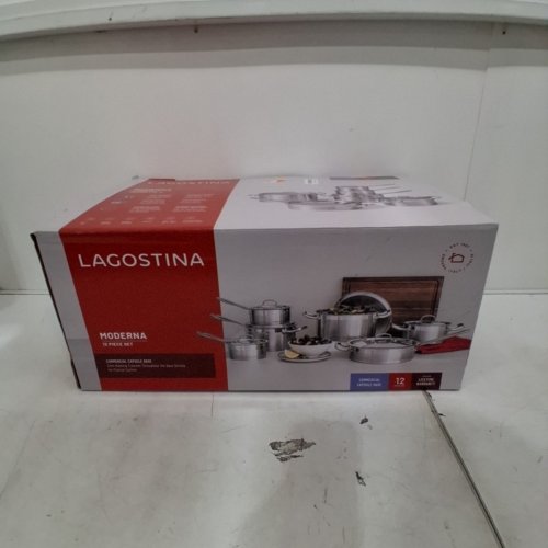 12PC LAGOSTINA MODERNA COOKWARE SET - VARIOUS SIZES - SILVER (MODEL:‎ 9100050358) image 4