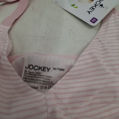 WOMEN'S JOCKEY ORGANIC COTTON STRETCH TRIANGLE BRALETTE - XXL - PINK/WHITE image 2