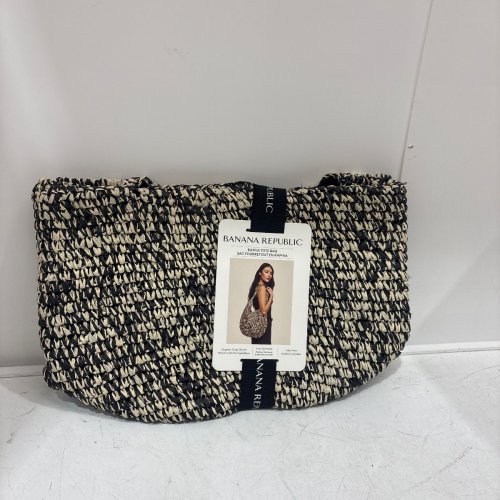 WOMEN'S BANANA REPUBLIC RAFFIA TOTE BAG - BLACK/BROWN (MODEL: 1966925) image 2