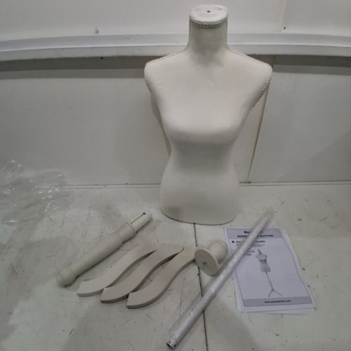 FEMALE MANNEQUIN TORSO DRESS FORM STAND WITH WOODEN TRIPOD BASE - 5FT-5.6FT HEIGHT ADJUSTABLE - WHITE (MODEL: XU-F340-WHITE) image 2