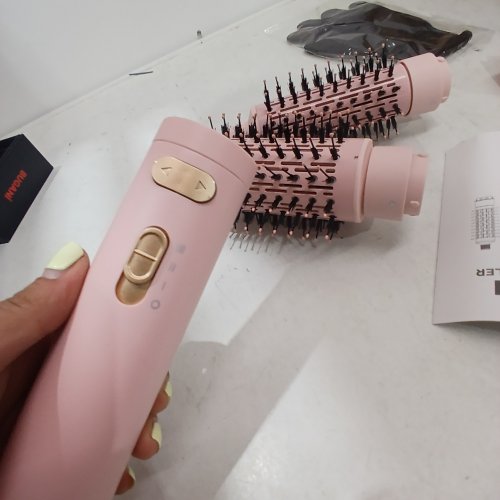 3-IN-1 ROTATING HOT AIR STYLER/DRYER 3 HEATS 2 SPEEDS - 2" AND 1.5" BRUSHES - PINK/GOLD (MODEL: WT-612-9) image 2