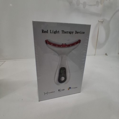 FACIAL AND NECK RED LIGHT THERAPY DEVICE - WHITE / RED image 2