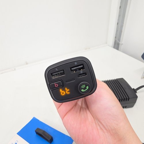 JUST WIRELESS BLUETOOTH FM TRANSMITTER WITH USB-A AND USB-C CHARGING PORTS AND BASS BOOSTER - 30W - BLACK (MODEL: 20088) image 2