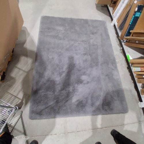 FAUX FUR AREA RUG - 5FT X 7FT- GRAY image 2