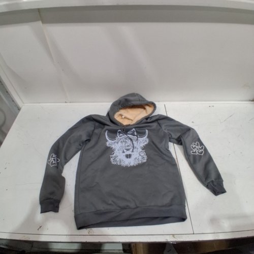 WOMEN'S FLEECE-LINED HOODIE - MEDIUM - CHARCOAL GRAY / COW image 2