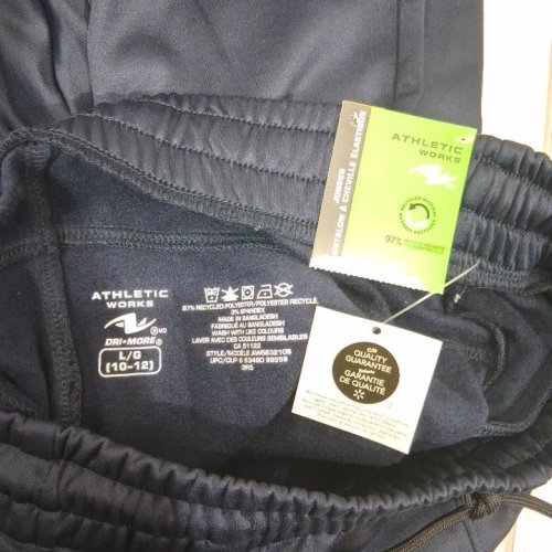 BOYS ATHLETIC WORKS FLEECE JOGGERS - LARGE (10-12) - DARK BLUE image 2