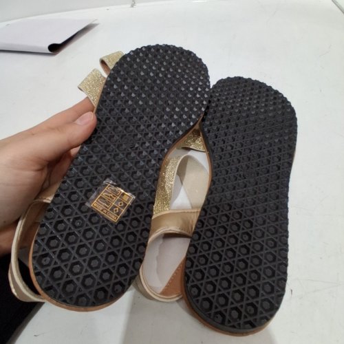 WOMEN'S GLITTER STRAP SANDALS - SIZE 8 (39) - GOLD/BEIGE/BROWN image 3