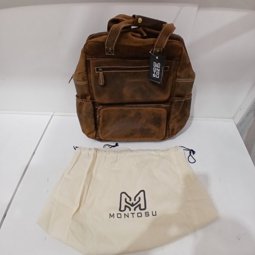 UNISEX MONTOSU GENUINE LEATHER BACKPACK WITH LAPTOP COMPARTMENT - 17" - FULL GRAIN / BROWN image 4