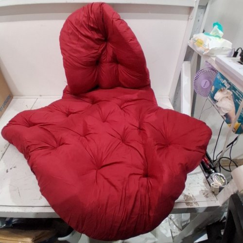 CUSHIONED LOUNGE EGG CHAIR CUSHION SEAT- RED image 2