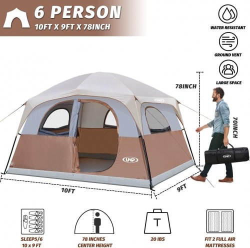 UNP CAMPING TENT - 10FT X 9FT X 78" (MODEL: UNP-100978) image 2