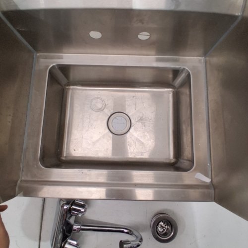 COMMERCIAL HAND SINK WITH FAUCET AND SIDE SPLASH - 15" X 17" X 13" - POLISHED STAINLESS STEEL (MODEL: HS-17-SP) image 4
