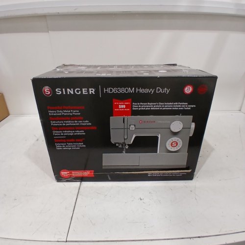SINGER HEAVY DUTY SEWING MACHINE WITH EXTENSION TABLE & ACCESSORY KIT - STRONG MOTOR WITH ENHANCED PIERCING POWER, 110 STITCH APPLICATIONS, FULL METAL FRAME, 1-STEP BUTTONHOLE & LED LIGHT - GREY (MODEL: HD6380M) image 8