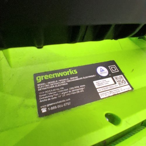 GREENWORKS CORDED DETHATCHER - 120V - 13AMP - 14" - GREEN/BLACK (MODEL: DHA103) image 6
