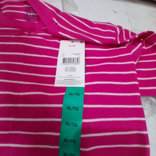GEORGE RIBBED STRIPED KNIT SHORT SLEEVE - EXTRA LARGE - PINK AND WHITE image 2