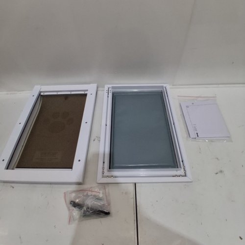 METAL TRIM ALUMINUM FRAME WEATHERPROOF IN-AND-OUT FLIP PET DOOR WITH 3 MAGNETIC DOOR FLAPS - LARGE - WHITE (MODEL: CWM07-3L) image 2