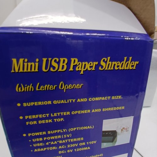 MINI USB PAPER SHREDDER WITH LETTER OPENER, MICRO CUT PORTABLE SHREDDER image 2